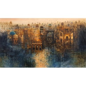 A. Q. Arif, 36 x 60 Inch, Oil on Canvas, Cityscape Painting, AC-AQ-426